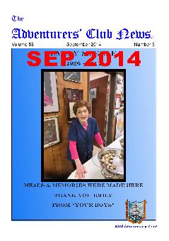 September 2014 Adventurers Club News Cover